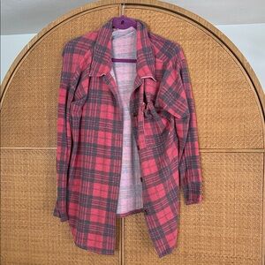 Chic Plaid button down very soft - Red and Gray